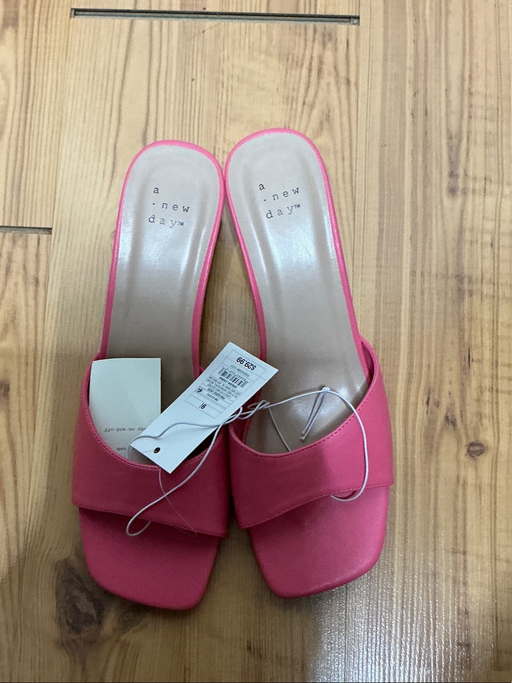 a new day Hot Pink Square-Toe Slide Mules